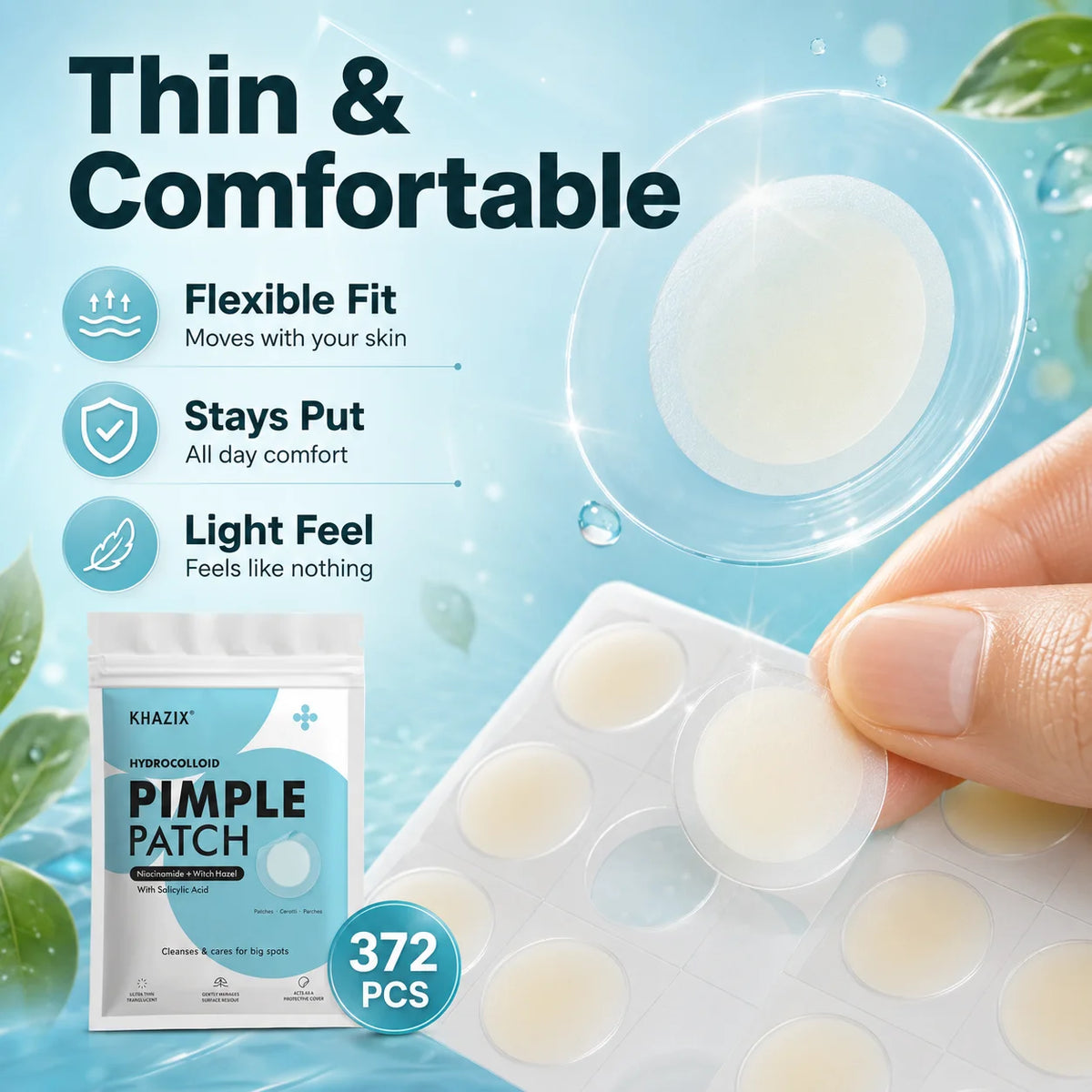 372PCS Hydrocolloid Acne Pimple Patch, Hydrocolloid Spot Stickers, Covering Zits and Defect, Nighttime Spot Stickers for Face
