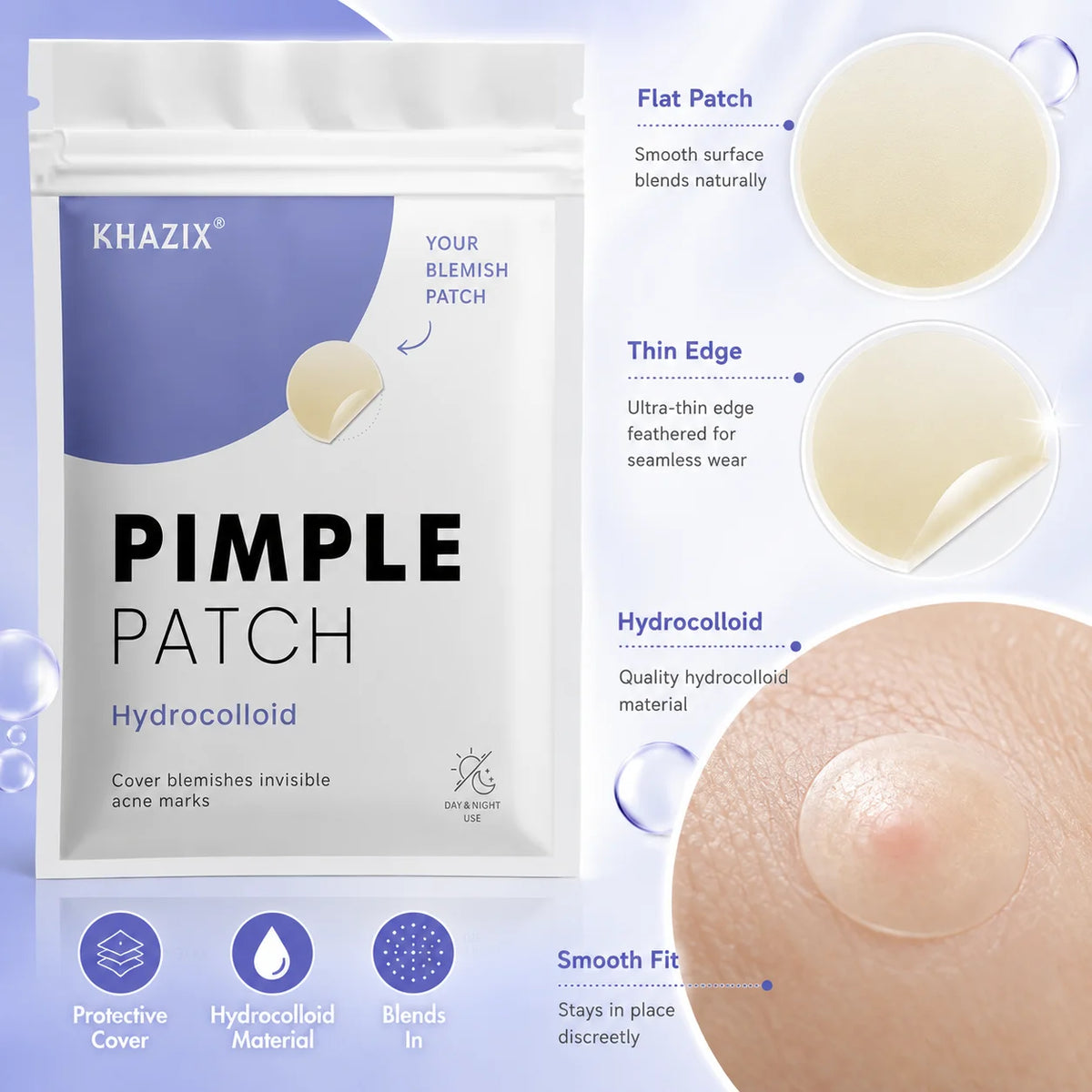 372PCS Hydrocolloid Acne Pimple Patch, Hydrocolloid Spot Stickers, Covering Zits and Defect, Nighttime Spot Stickers for Face