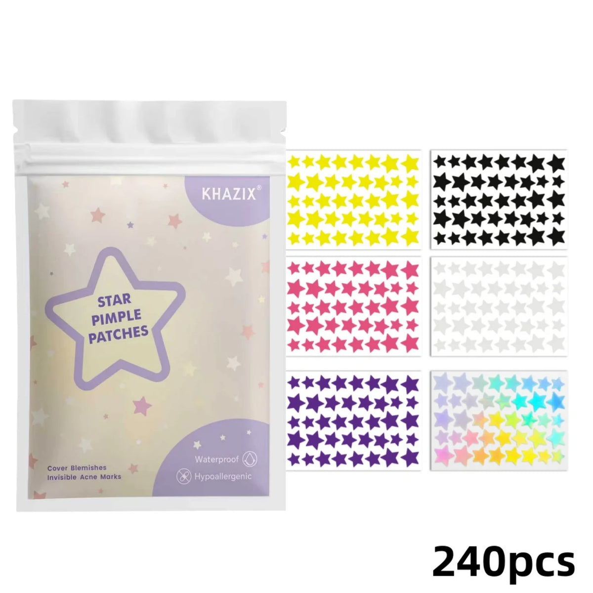 240pcs Star Pimple Patches For Face Hydrocolloid, Absorbing Cover, Tea Tree, Hydrocolloid Acne Patch, Cute Star Pimple