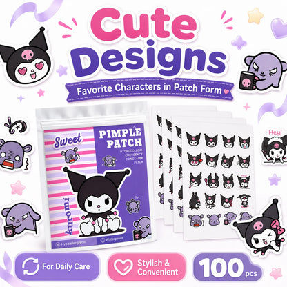 Sanrio Kuromi Hydrocolloid Pimple Patches,Cute Acne Spot Cover Stickers, Invisible Blemish Patches for Face, Day & Night, Unisex