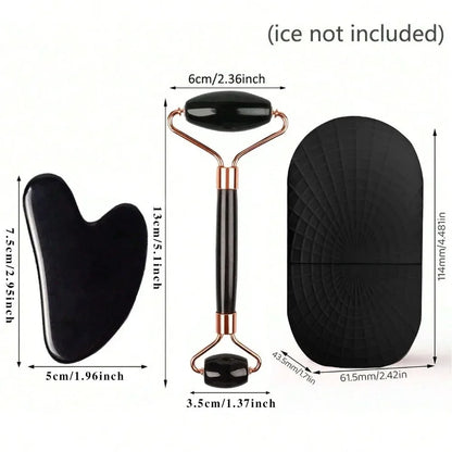 3Pcs Face Massager Kit Ice Face Roller Gua Sha Board Facial Massage Roller  Face Lifting Contouring Tools Beauty Skin Care Tools