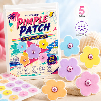 50/150 pcs HITWORKER Flower Pimple Patch, Colorful Flower Shape Patches, 5 Colors, Ultra-Thin Clear-Look Daily Care Stickers