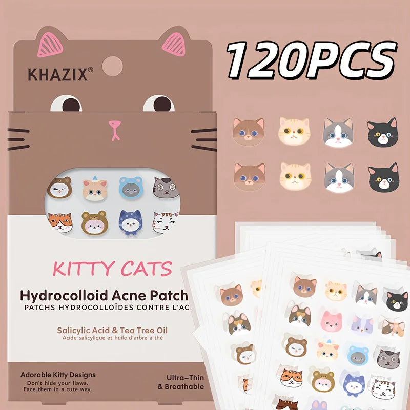 120PCS Cartoon Cat Pimple Patch | Covering up acne marks | Conceals imperfections | Fun design | No residue | Non-drying