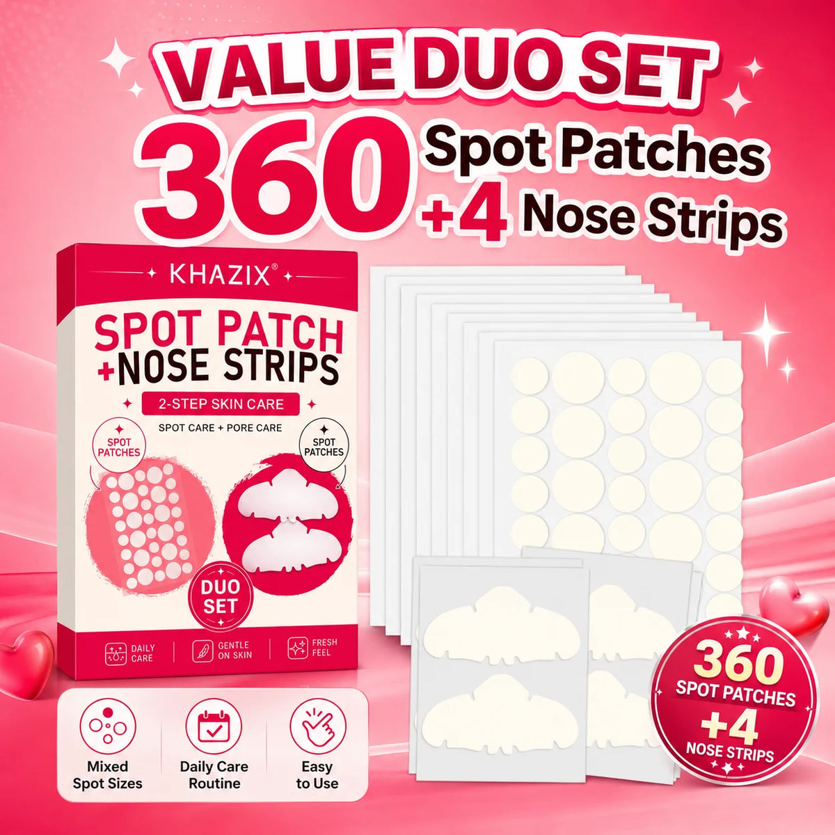364pcs Hydrocolloid Acne Pimple Patch, Hydrocolloid Spot Stickers, Covering Zits and Defect, Nighttime Spot Stickers for Face