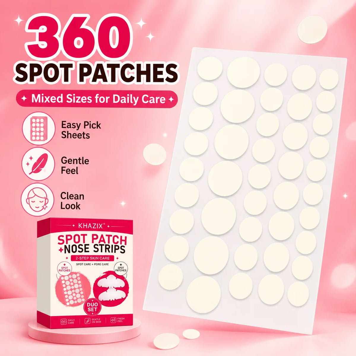 364pcs Hydrocolloid Acne Pimple Patch, Hydrocolloid Spot Stickers, Covering Zits and Defect, Nighttime Spot Stickers for Face