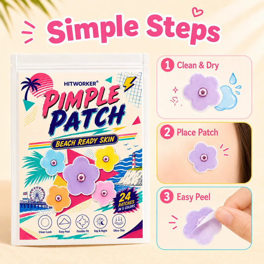50/150 pcs HITWORKER Flower Pimple Patch, Colorful Flower Shape Patches, 5 Colors, Ultra-Thin Clear-Look Daily Care Stickers