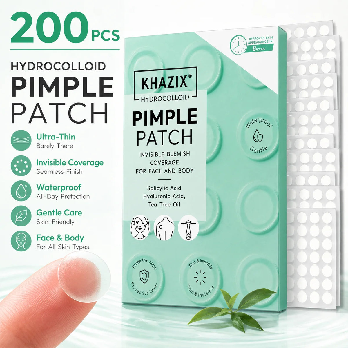 200pcs Hydrocolloid Acne Pimple Patch, Hydrocolloid Spot Stickers, Covering Zits and Defect