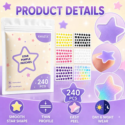 240pcs Star Pimple Patches For Face Hydrocolloid, Absorbing Cover, Tea Tree, Hydrocolloid Acne Patch, Cute Star Pimple