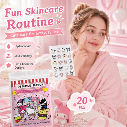 20/100pcs Hello Kitty Hydrocolloid Pimple Patch Set, Cute Cartoon Spot Stickers, Waterproof Invisible Face Care Patches