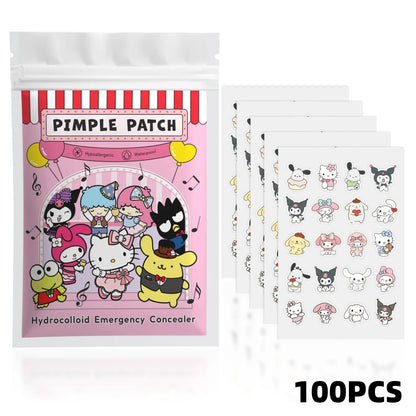 20/100pcs Hello Kitty Hydrocolloid Pimple Patch Set, Cute Cartoon Spot Stickers, Waterproof Invisible Face Care Patches