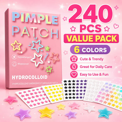 240pcs Star Pimple Patches For Face Hydrocolloid, Absorbing Cover, Tea Tree, Hydrocolloid Acne Patch, Cute Star Pimple