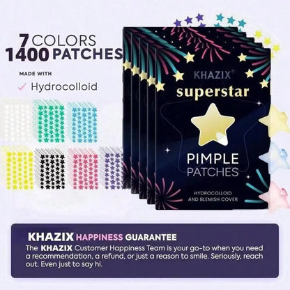 1400 Counts Coorful Hydrocolloid Star Pimple Patches for Face, Cute Acne Dots Stickers Invisible Cover Patch for Zits Blemishes