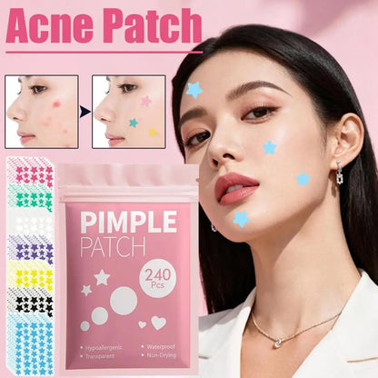 Colorful Stars Pimple Patches for Face, 240/480/1200 Counts Cute Acne Blemishes Covering Stickers Invisible Acne Patch Stickers