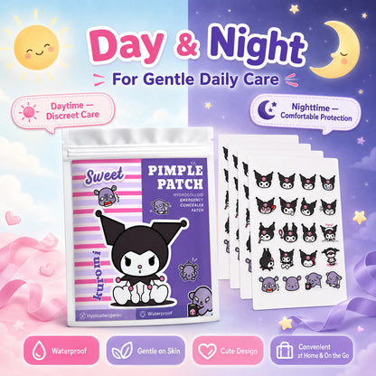Sanrio Kuromi Hydrocolloid Pimple Patches,Cute Acne Spot Cover Stickers, Invisible Blemish Patches for Face, Day & Night, Unisex