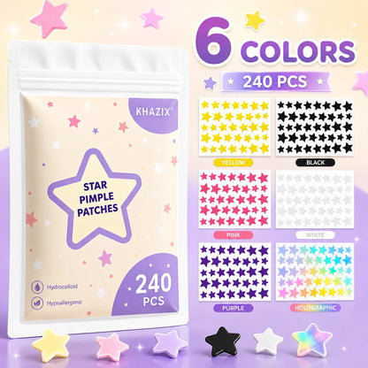 240pcs Star Pimple Patches For Face Hydrocolloid, Absorbing Cover, Tea Tree, Hydrocolloid Acne Patch, Cute Star Pimple