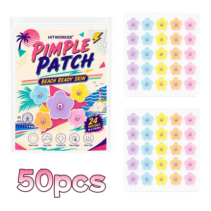 50/150 pcs HITWORKER Flower Pimple Patch, Colorful Flower Shape Patches, 5 Colors, Ultra-Thin Clear-Look Daily Care Stickers