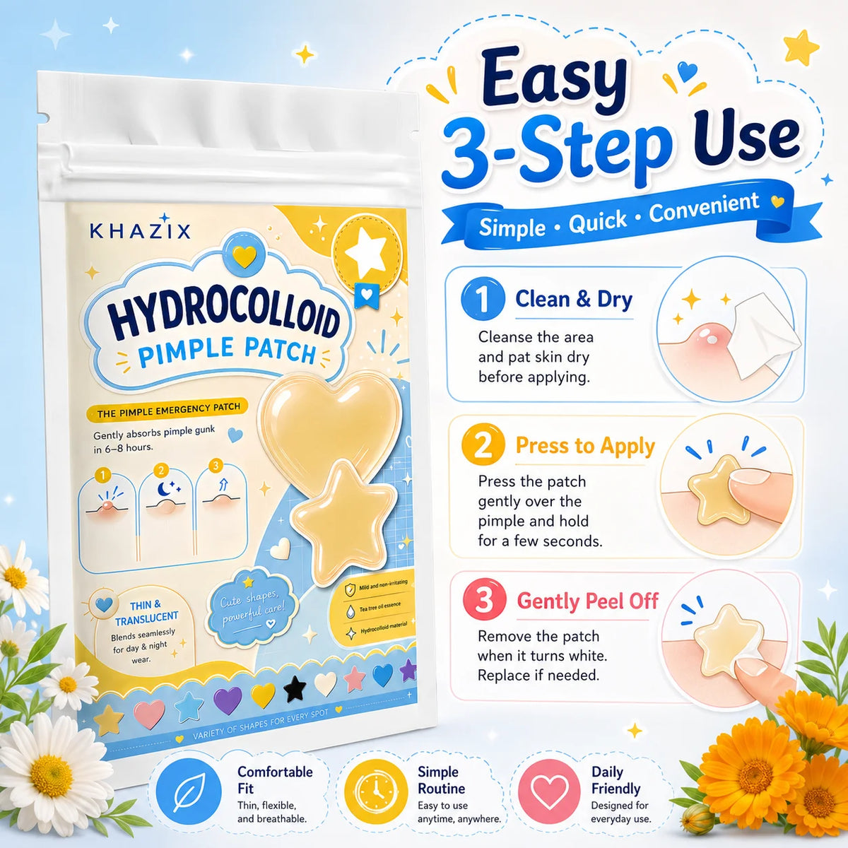 240pcs Star Pimple Patches For Face Hydrocolloid, Absorbing Cover, Tea Tree, Hydrocolloid Acne Patch, Cute Star Pimple
