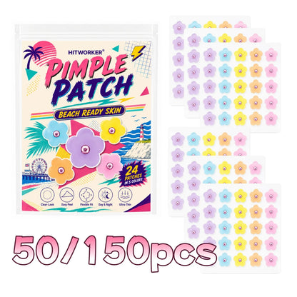 50/150 pcs HITWORKER Flower Pimple Patch, Colorful Flower Shape Patches, 5 Colors, Ultra-Thin Clear-Look Daily Care Stickers
