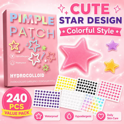 240pcs Star Pimple Patches For Face Hydrocolloid, Absorbing Cover, Tea Tree, Hydrocolloid Acne Patch, Cute Star Pimple