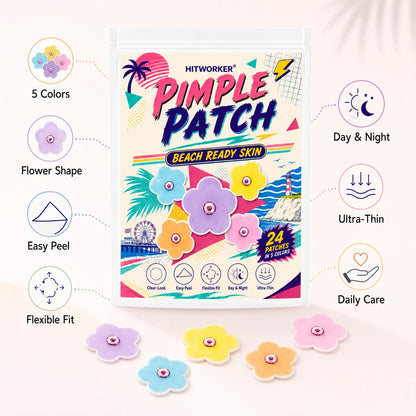 50/150 pcs HITWORKER Flower Pimple Patch, Colorful Flower Shape Patches, 5 Colors, Ultra-Thin Clear-Look Daily Care Stickers