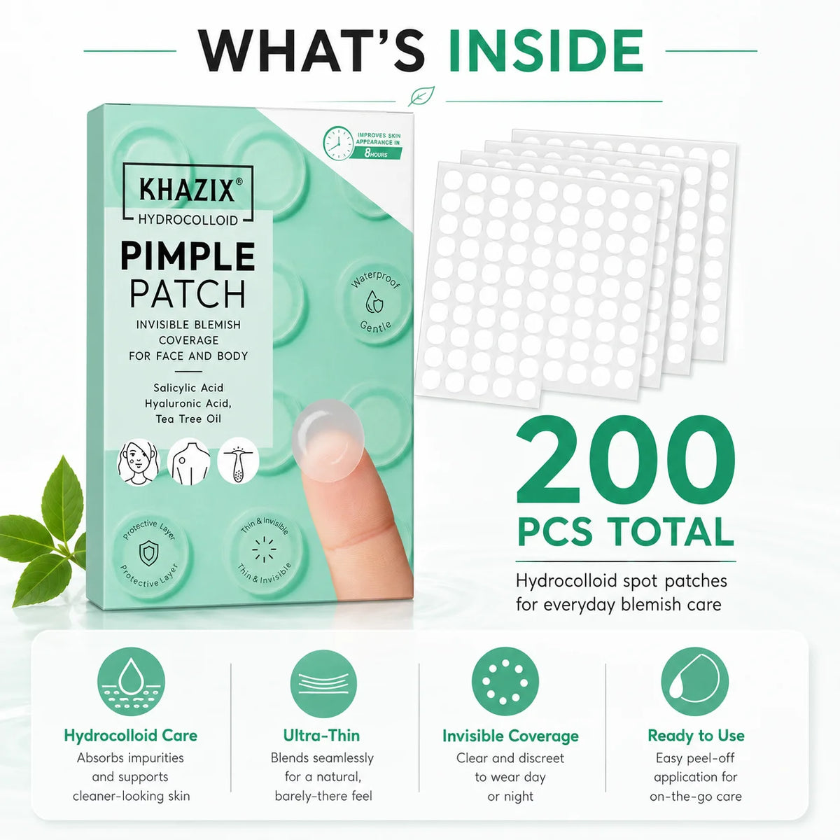 200pcs Hydrocolloid Acne Pimple Patch, Hydrocolloid Spot Stickers, Covering Zits and Defect
