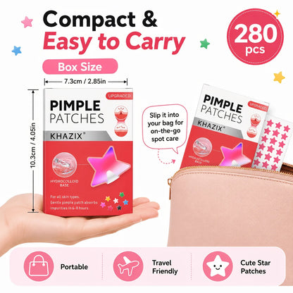 280pcs Star Pimple Patches, 7 Colors Hydrocolloid Acne Spot Stickers, Cute Waterproof Blemish Cover Patches for Face, Day & Nigh
