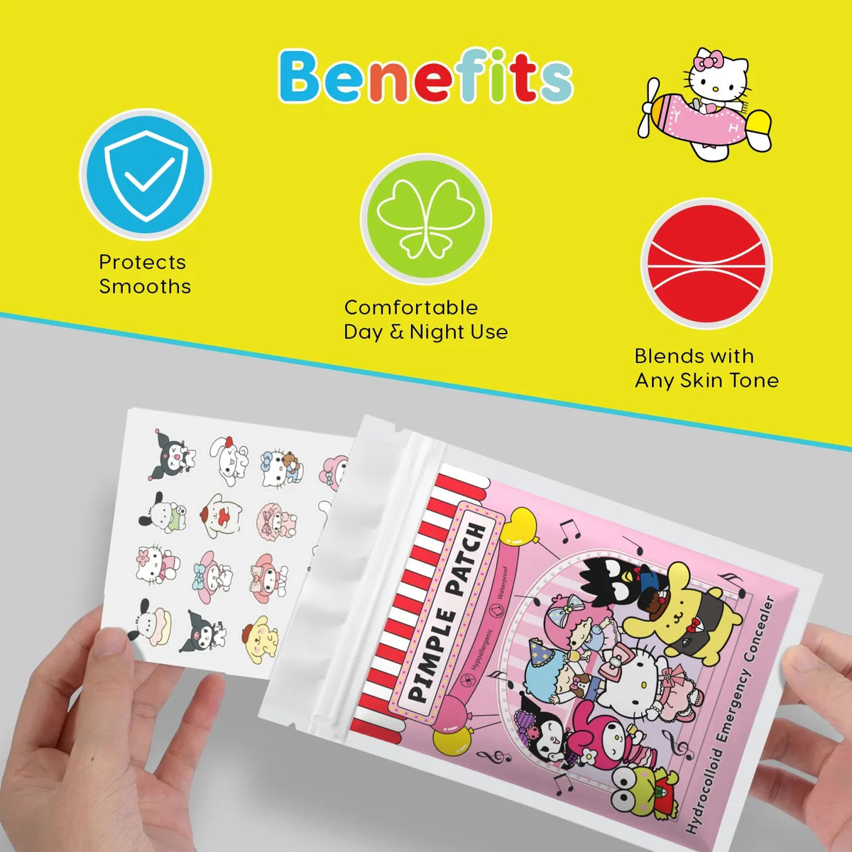 20/100pcs Hello Kitty Hydrocolloid Pimple Patch Set, Cute Cartoon Spot Stickers, Waterproof Invisible Face Care Patches