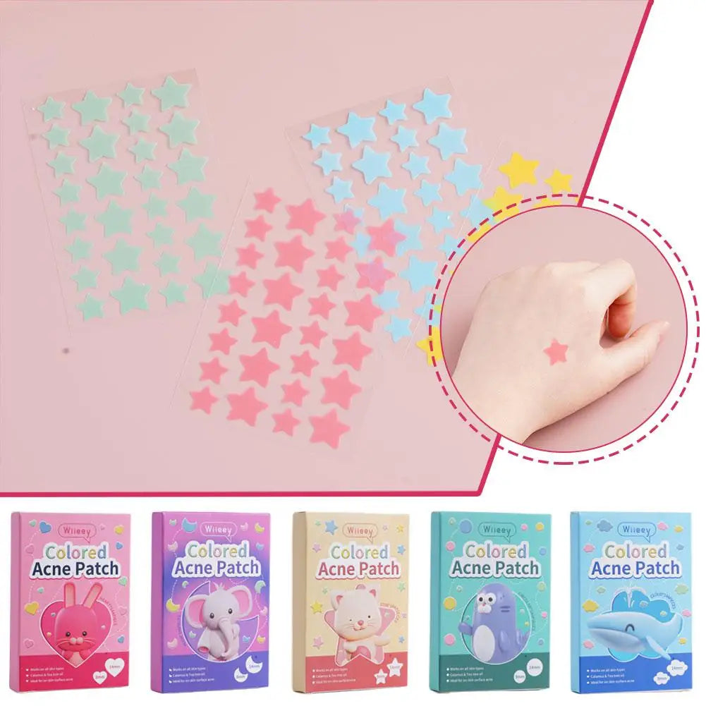 114PCS Cute Bunny Animals Acne Pimple Patches Cover Stickers, Pretty Invisible Face Blemishes Spot Pimple Concealer Makeup Tool