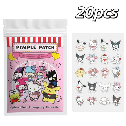 20/100pcs Hello Kitty Hydrocolloid Pimple Patch Set, Cute Cartoon Spot Stickers, Waterproof Invisible Face Care Patches