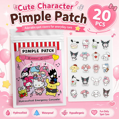 20/100pcs Hello Kitty Hydrocolloid Pimple Patch Set, Cute Cartoon Spot Stickers, Waterproof Invisible Face Care Patches