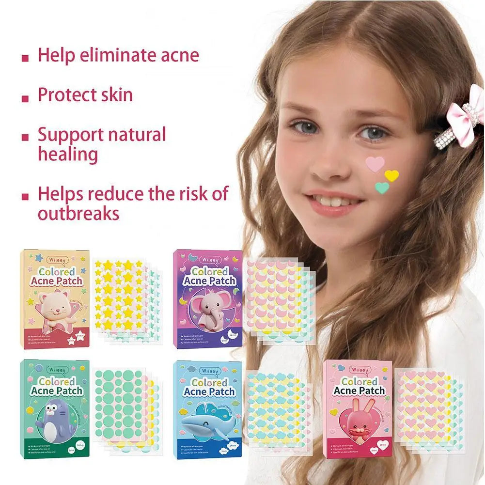 114PCS Cute Bunny Animals Acne Pimple Patches Cover Stickers, Pretty Invisible Face Blemishes Spot Pimple Concealer Makeup Tool