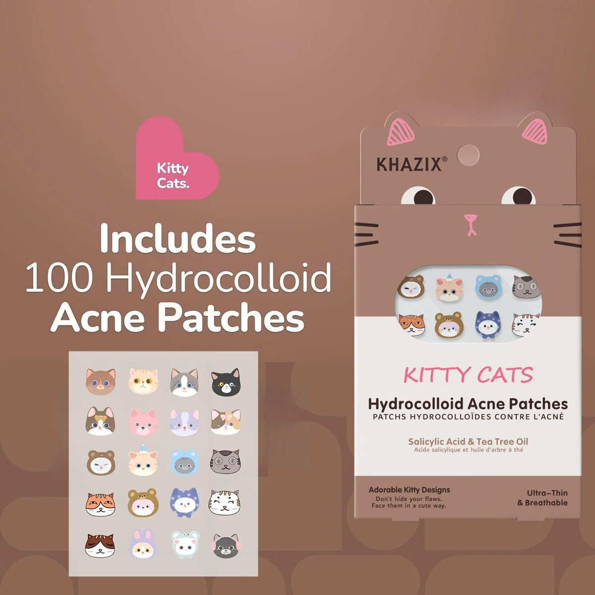 120PCS Cartoon Cat Pimple Patch | Covering up acne marks | Conceals imperfections | Fun design | No residue | Non-drying
