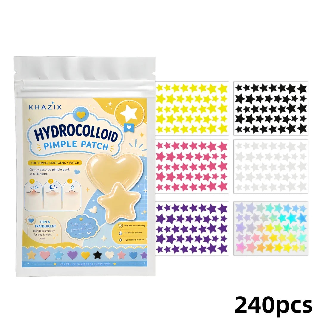 240pcs Star Pimple Patches For Face Hydrocolloid, Absorbing Cover, Tea Tree, Hydrocolloid Acne Patch, Cute Star Pimple